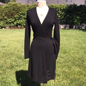 SOLD Black Cable Stitch wrap sweater dress sz. S